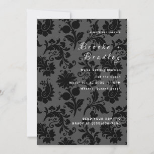 Convites Casamento Floral Damask Sombrio