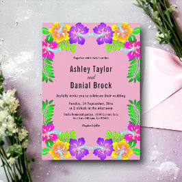 Convites Casamento Floral das Flores de Sangue Rosa-Escamud