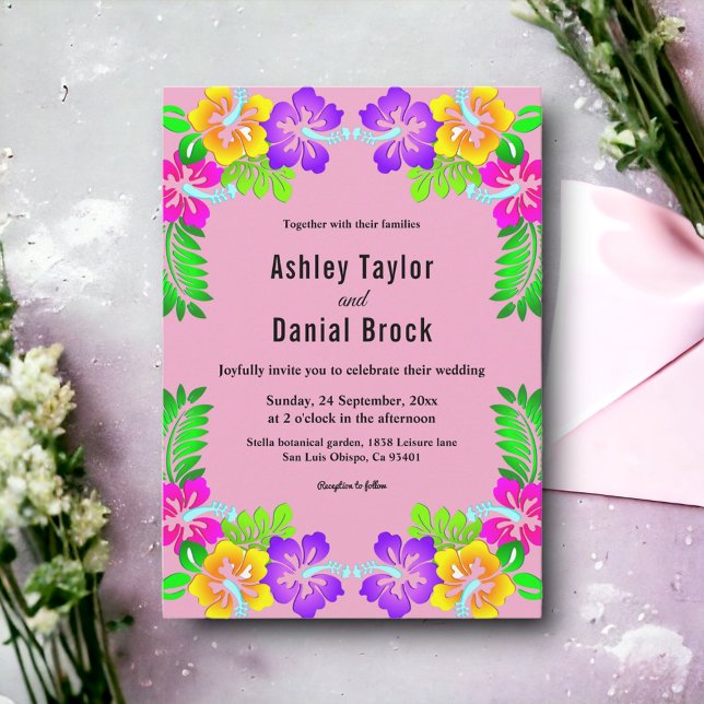 Convites Casamento Floral das Flores de Sangue Rosa-Escamud (Criador carregado)