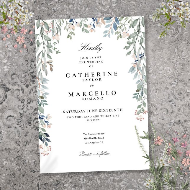 Convites Casamento Floral das Flores Selvagens de Aquarela (Elegant Wildflowers Watercolor Floral Wedding Invitation)
