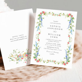 Convites Casamento Floral das Flores Selvagens de Aquarela 