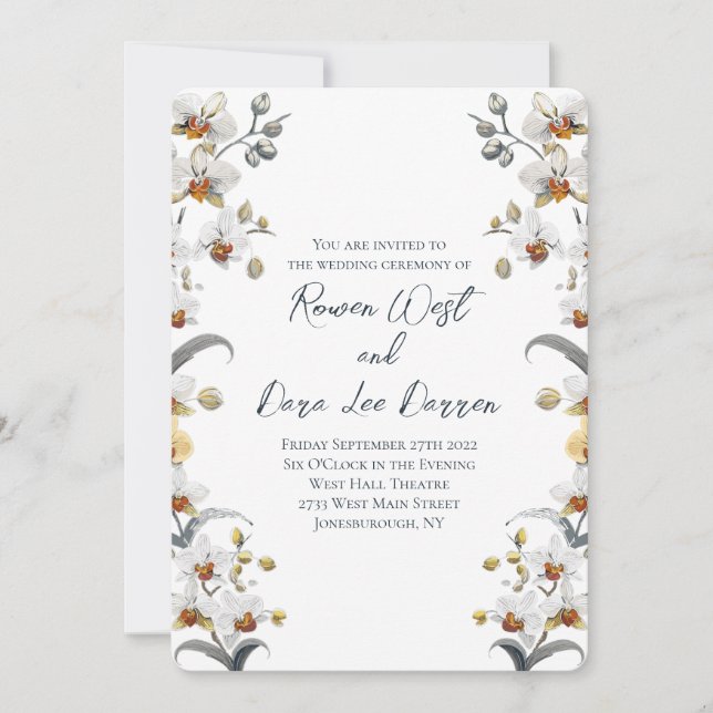 Convites Casamento Floral das Orquídeas Brancas (Frente)