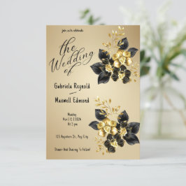 Convites Casamento Floral das Orquídeas Douradas Românticas