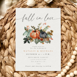 Convites Casamento Floral de Abóbora de Outono Temperamenta