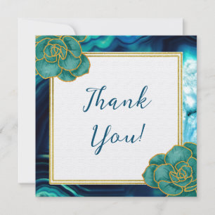 Convites Casamento Floral de Ágata Azul Turquesa