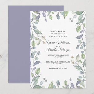 Convites Casamento Floral de Aguarela Lilás