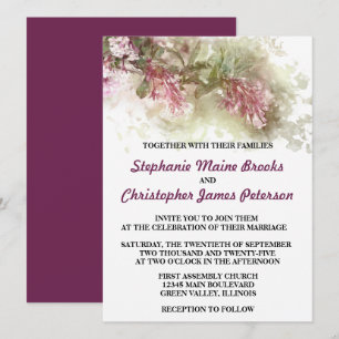 Convites Casamento Floral de Aguarela Roxo Jasmine