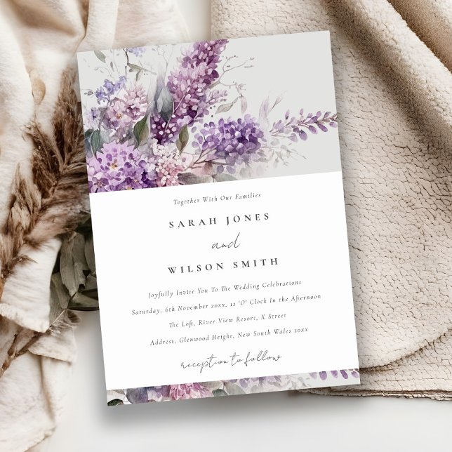 Convites Casamento Floral de Algodão Lilac Lilac (Criador carregado)