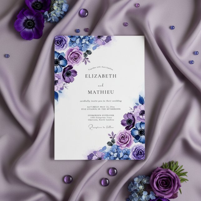 Convites Casamento Floral de Ameixa (Criador carregado)