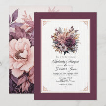 Casamento Floral de ameixa, Cinza, Cobre e Rosa