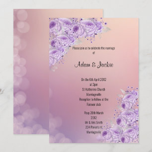 Convites CASAMENTO floral de Apricot Lilac em Prata Moderna