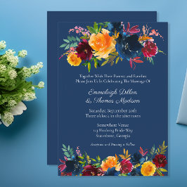Convites Casamento Floral de Aquarela com Cores Brilhantes