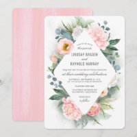 Casamento Floral De Aquarela Com Moldura De Peônia