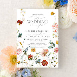 Convites Casamento Floral de Aquarela das Flores de Jardim