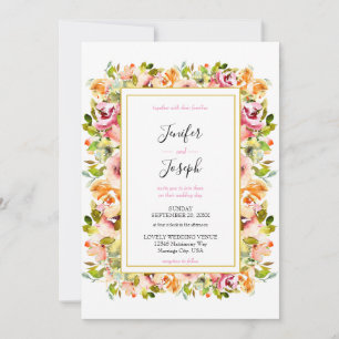 Convites Casamento Floral de Aquarela de Jardim de Verão