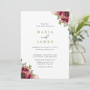Convites Casamento Floral de Aquarela de Jardim de Verão