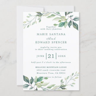 Convites Casamento Floral de Aquarela de Jardim de Verão