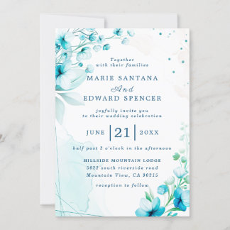 Convites Casamento Floral de Aquarela de Jardim de Verão