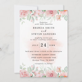 Convites Casamento Floral de Aquarela de Jardim de Verão