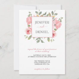 Convites Casamento Floral de Aquarela de Jardim de Verão