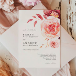 Convites Casamento Floral de Aquarela de outono Elegante