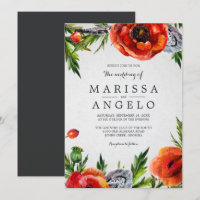 Casamento Floral de Aquarela de Papas Vermelhas |