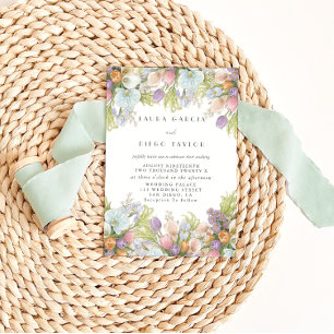 Convites Casamento Floral de Aquarela de Primavera Verão