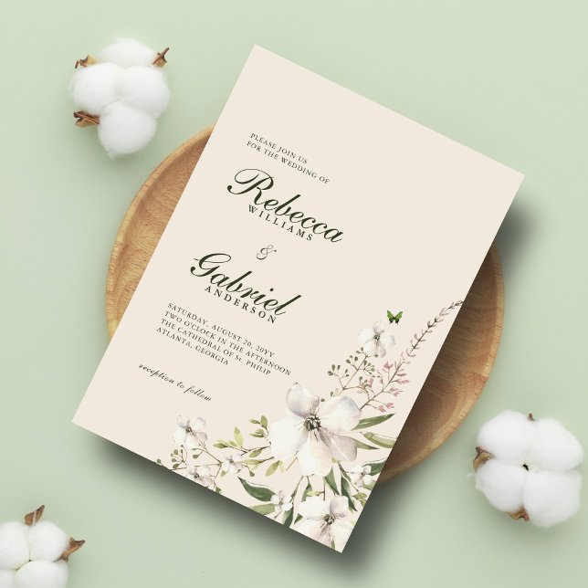 Convites Casamento Floral de Aquarela Elegante (Criador carregado)