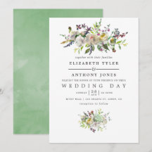 Casamento Floral de Aquarela em Verde Sage e Branc