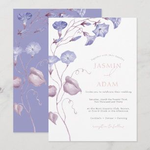 Convites Casamento Floral de Aquarela Lavanda Elegante