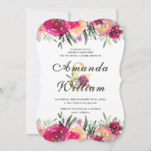 Casamento Floral de Aquarela Rosa Elegante