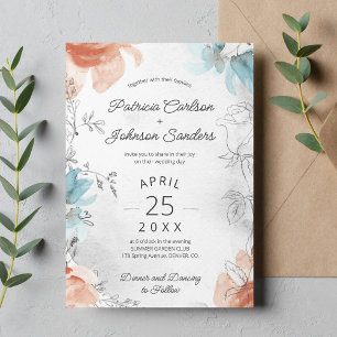 Convites Casamento floral de arte de linhagem elegante