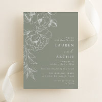 Casamento Floral de Arte Linear em Verde Sage Bran