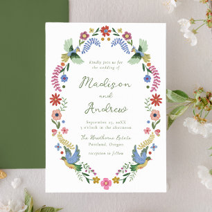 Convites Casamento Floral de Arte Popular Caprichosa