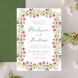 Convites Casamento Floral de Arte Popular Caprichosa