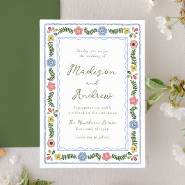 Convites Casamento Floral de Arte Popular Caprichosa