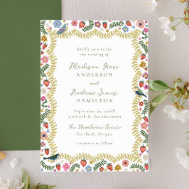 Convites Casamento Floral de Arte Popular Caprichoso