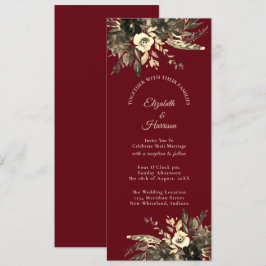 Convites Casamento Floral de Autumn Burgundy Seca Watercolo