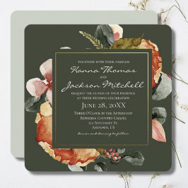 Convites Casamento Floral de Autumn Watercolor