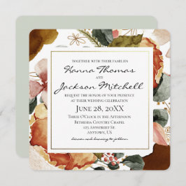 Convites Casamento Floral de Autumn Watercolor