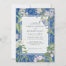 Casamento floral de Azul e Branco Moderno Dusty