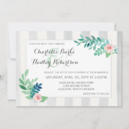 Convites Casamento Floral de Bandas Modernas e Aquarelas