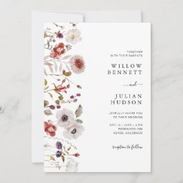 Convites Casamento Floral de Blush Burgundy Watercolor
