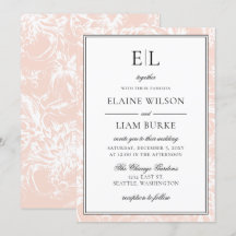 Casamento Floral de Blush Monograma Elegante
