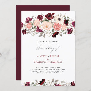 Convites Casamento Floral de Blush Russo Virtual
