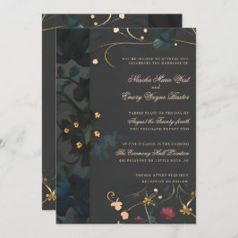 Convites Casamento Floral De Boho Abstrato De Cinza Gothic 