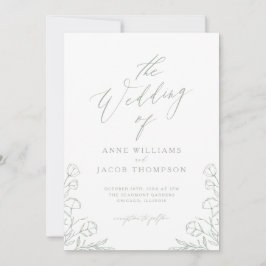 Convites Casamento Floral de Boho Boho, Sage Verde Minimali