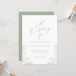 Convites Casamento Floral de Boho Boho, Sage Verde Minimali
