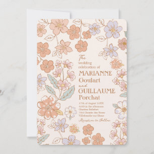Convites Casamento Floral de Boho de Cor Personalizada do c