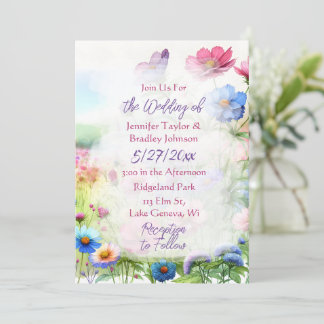 Convites Casamento Floral De Borboletas Com Aquarela